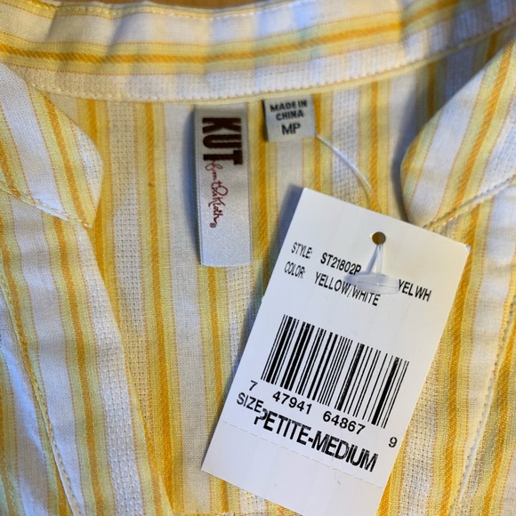 Kut from the Kloth Yellow Striped Linen Top - Picture 5 of 7